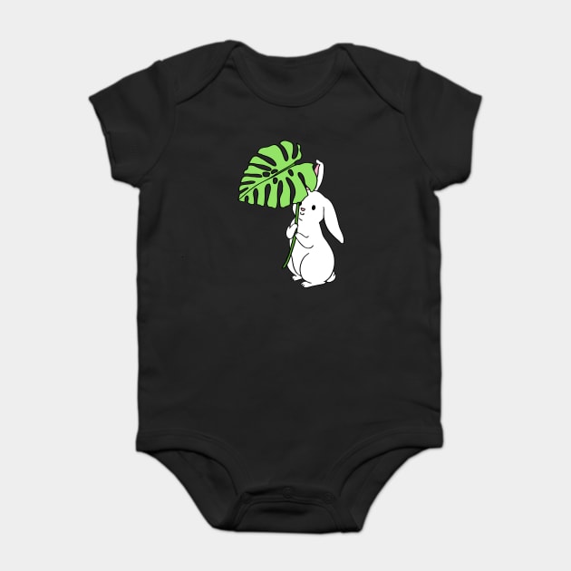 Monstera Leaf Bunny I Baby Bodysuit by natelledrawsstuff